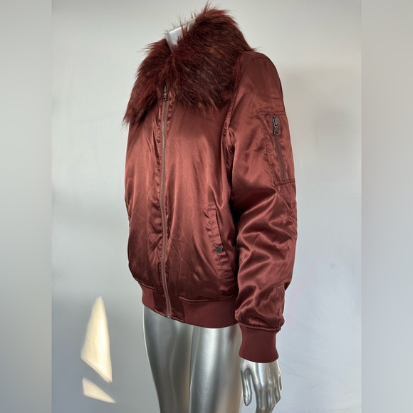 Bomber jacket Red Satin Fur collared M Calvin Klein Jeans - Picture 8 of 12